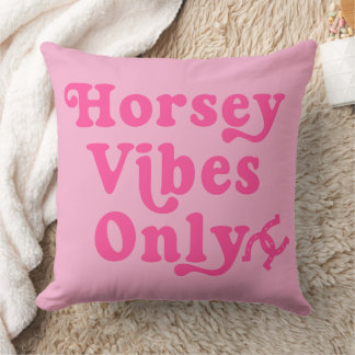 Hot Pink Horsey Vibes Only Horse Lover Throw Pillow