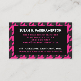 Hot Pink Houndstooth Business Card