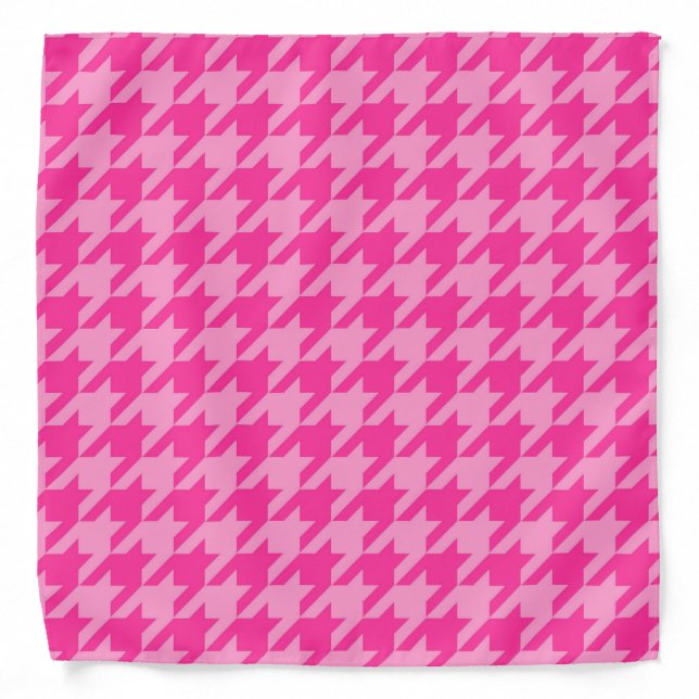 Hot Pink Houndstooth Plaid Design Bandana (Front)