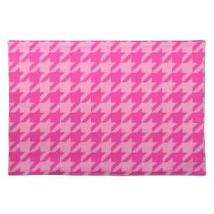 Hot Pink Houndstooth Plaid Design Cloth Placemat