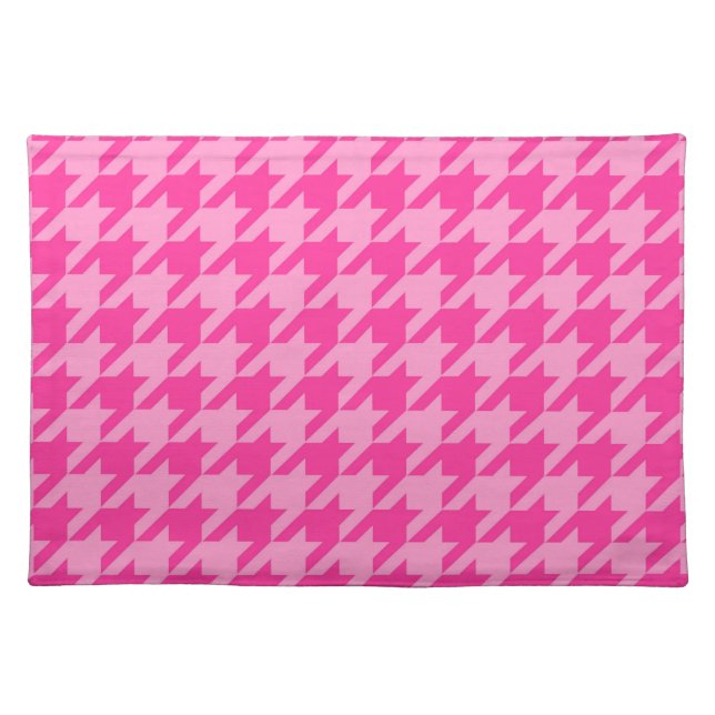 Hot Pink Houndstooth Plaid Design Cloth Placemat (Front)
