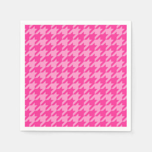 Hot Pink Houndstooth Plaid Design Napkins