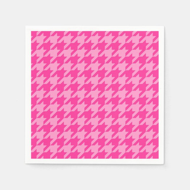 Hot Pink Houndstooth Plaid Design Napkins (Front)