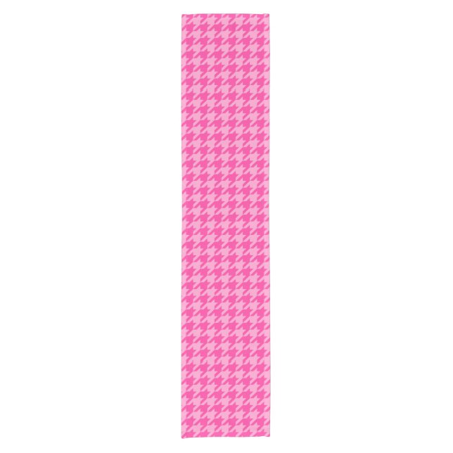 Hot Pink Houndstooth Plaid Design Short Table Runner (Front)