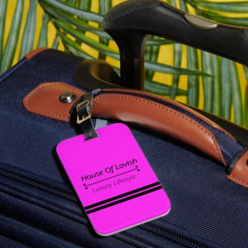 Hot Pink House Of Design Custom Name Luggage Tag