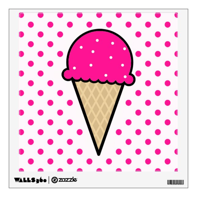 Hot Pink Ice Cream Cone Wall Sticker (Front)