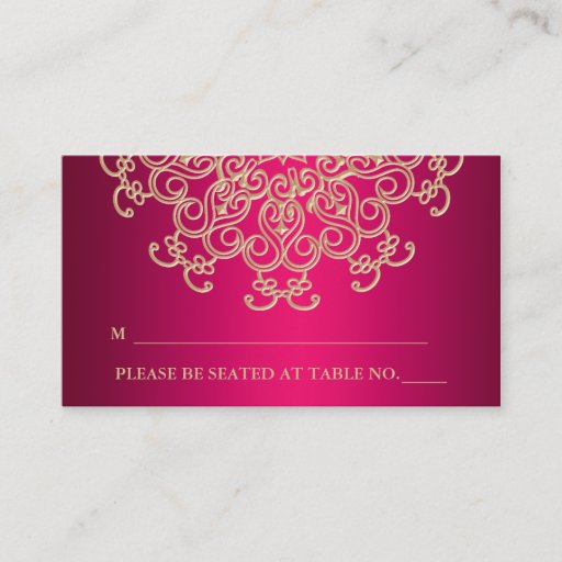 Customizable Hot Pink Indian Inspired Seating Place Card Business Card Template