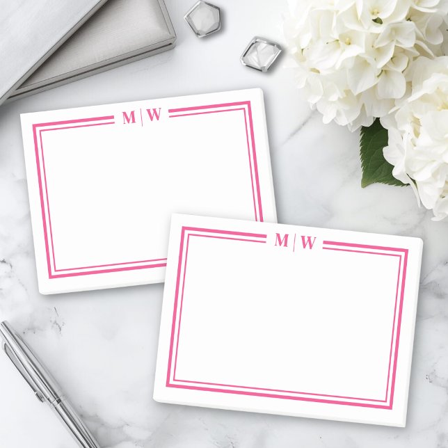 Hot Pink Initials Monogram Post-it Notes (Hot Pink Monogram Post-it Notes)
