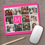 Hot Pink Instagram Photo Collage Custom Monogram Mouse Pad<br><div class="desc">Use up to 11 square or selfie phone photos to create a unique and personal gift. Or you can keep the hipster puppy and make a trendy keepsake. If you need to adjust the pictures,  click on the customize tool to make changes.</div>