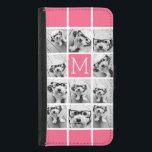 Hot Pink Instagram Photo Collage Custom Monogram Samsung Galaxy S5 Wallet Case<br><div class="desc">Use up to 11 square or selfie phone photos to create a unique and personal gift. Or you can keep the hipster puppy and make a trendy keepsake. If you need to adjust the pictures,  click on the customize tool to make changes.</div>
