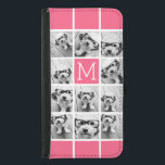 Hot Pink Instagram Photo Collage Custom Monogram Samsung Galaxy S5 Wallet Case<br><div class="desc">Use up to 11 square or selfie phone photos to create a unique and personal gift. Or you can keep the hipster puppy and make a trendy keepsake. If you need to adjust the pictures,  click on the customize tool to make changes.</div>