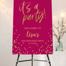Hot Pink It's A Party Birthday Welcome Sign