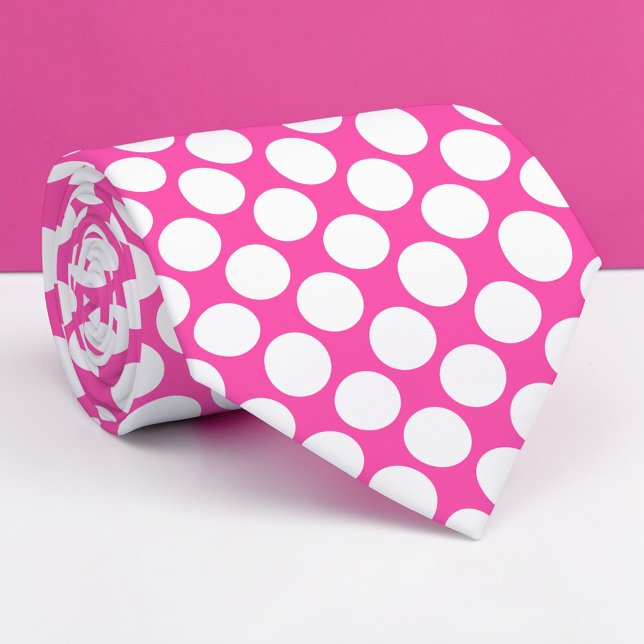 Hot Pink Jumbo Polka Dots Custom Necktie (Creator Uploaded)