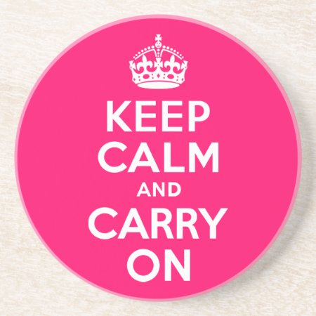 Hot Pink Keep Calm And Carry On Coaster