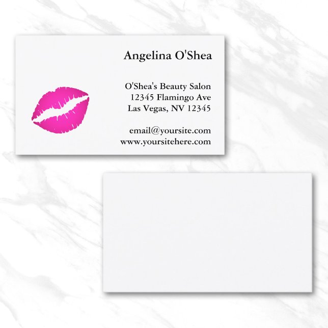 Hot Pink Kiss Business Card (Hot Pink Lipstick Makeup Artist Business Card)