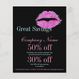 hot pink kiss Makeup Artist Business Flyer