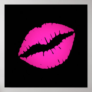 Pink Lips Kiss Posters | Zazzle