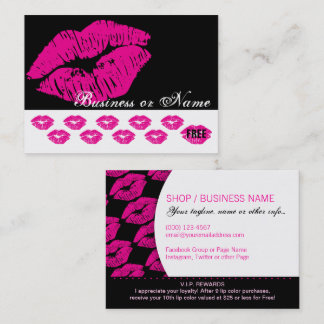 Hot Pink Kiss Prints - Lipstick Loyalty Rewards Card