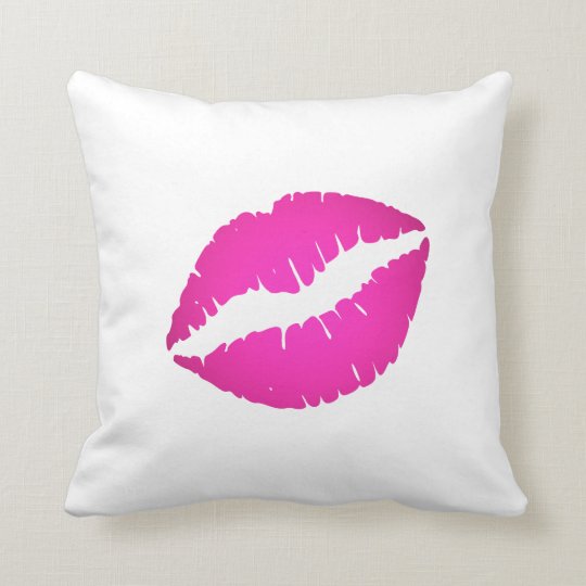 Hot Pink Kiss Throw Pillow