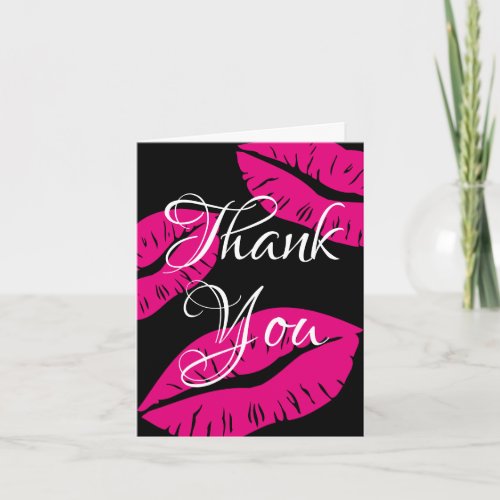 Hot Pink Kisses Thank You Card