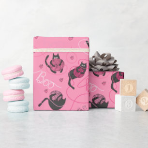 Hot Pink Kitty Love Kittens and Yarn Kids Wrapping Paper