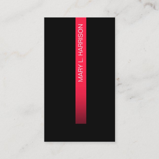 Hot Pink Label on Black Minimalist Generic Business Card (Front)