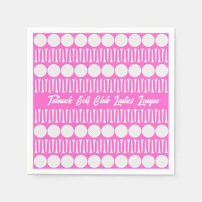 Hot Pink Ladies Golf League Party Napkins (Front)