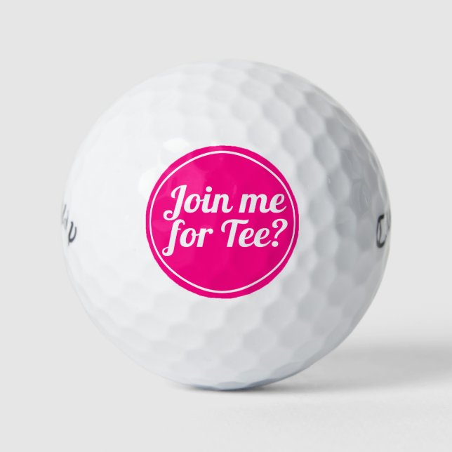 Hot Pink Lady Golfer Funny Golf Pun Typography Balls (Front)