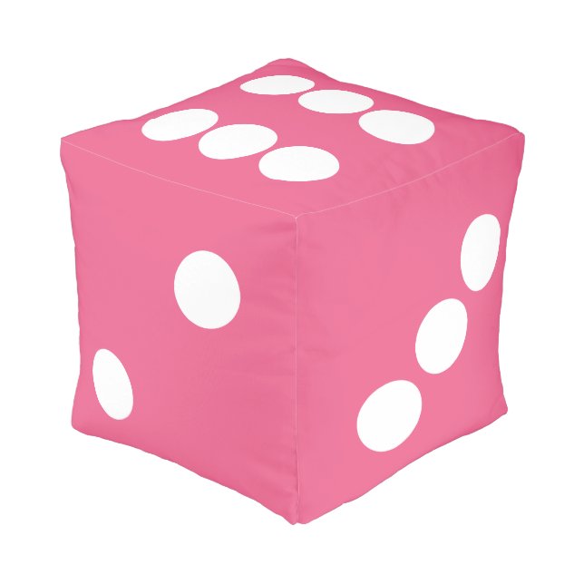 Hot Pink Large Dice Pouf (Angled Back)