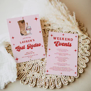 Hot Pink Last Rodeo Cowgirl Bachelorette Invitation Hot Pink Last Rodeo Cowgirl Bachelorette Invitation