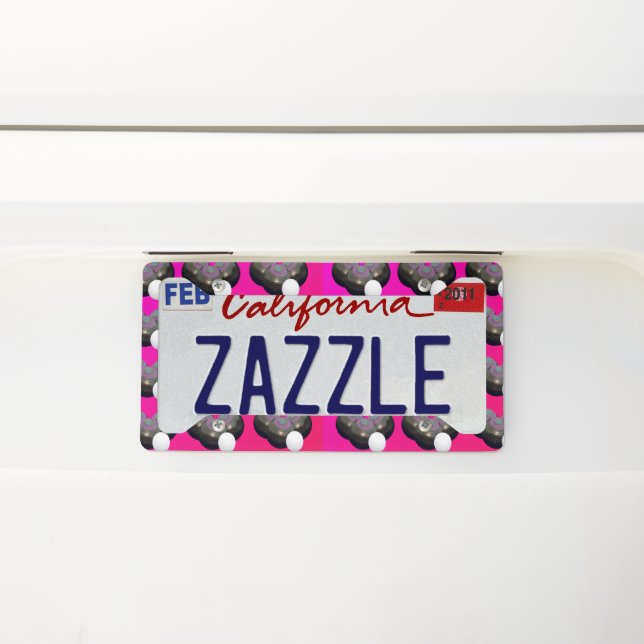 Hot Pink Lawn Bowls, Licence Plate Frame (On Car)