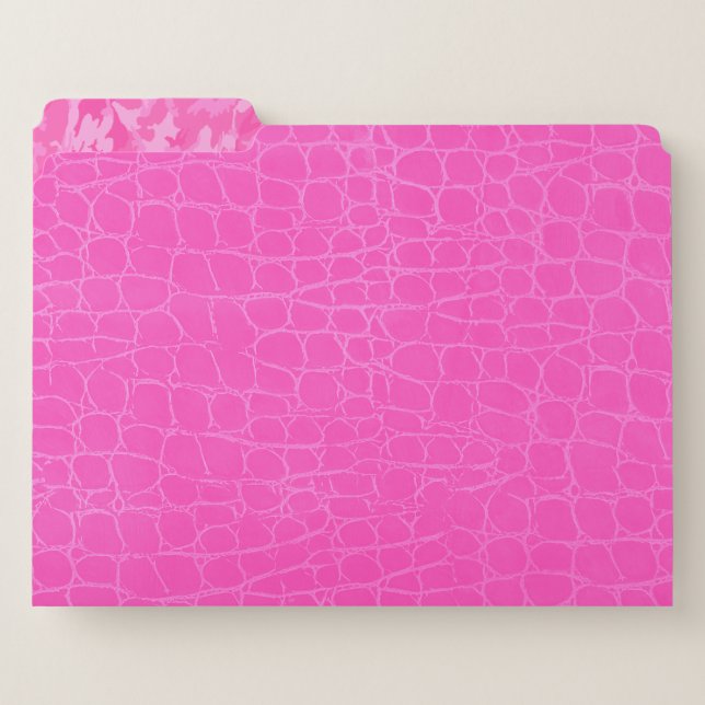 Hot Pink Leather and Camouflage Pattern File Folder (Front Left)