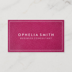 Hot Pink Leather Border Business Card