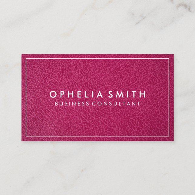 Hot Pink Leather | Border Business Card (Front)