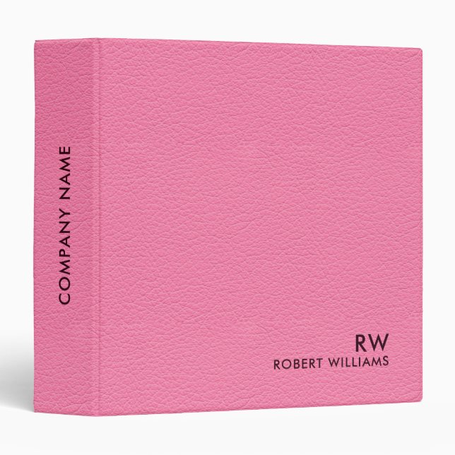 Hot Pink Leather Look   3 Ring Binder (Front/Spine)