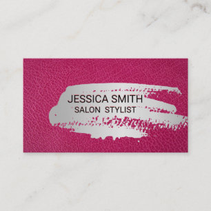 Hot Pink Leather Metallic Brushed Business Card