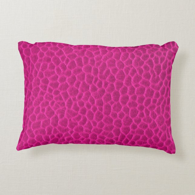 Hot Pink Leather Texture Decorative Pillow (Back)