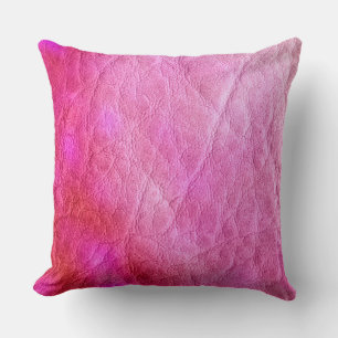 Hot Pink Leather Throw Pillow