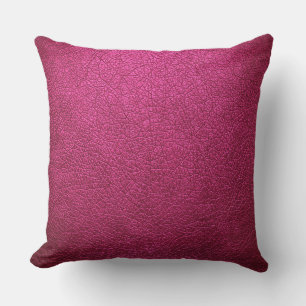 Hot Pink Leather Throw Pillow