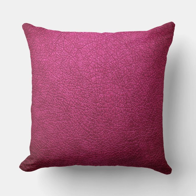 Hot Pink Leather Throw Pillow (Front)