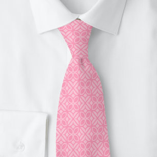 Hot Pink Leaves & Lines Neck Tie