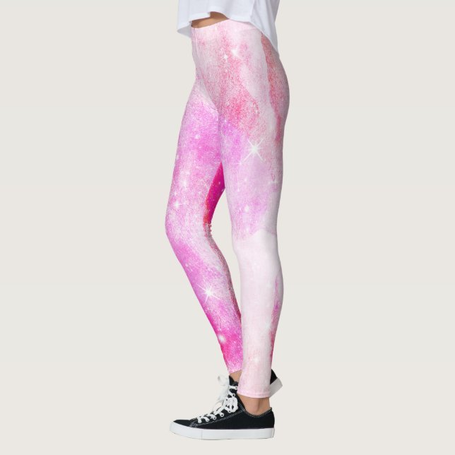 Hot Pink Leggings | Space Galaxy Themed Tights (Left)