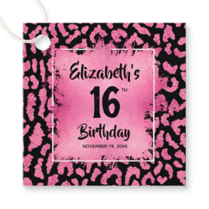 Hot Pink Leopard 16th Birthday Personalized Favor Tags