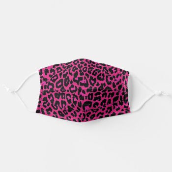 Hot Pink Leopard Adult Cloth Face Mask by OrganicSaturation at Zazzle