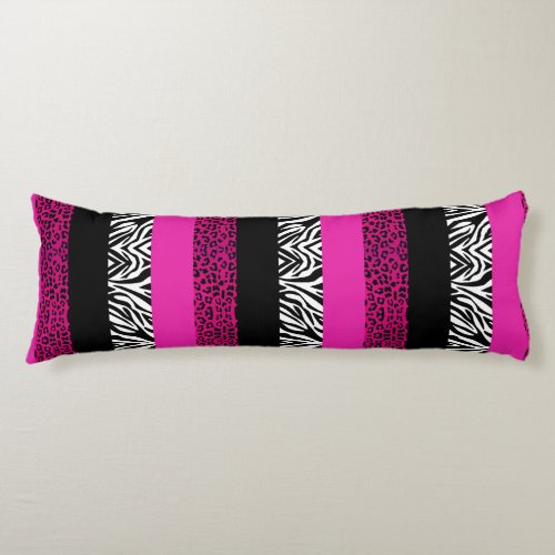 Hot Pink Leopard and Zebra Animal Print Body Pillow
