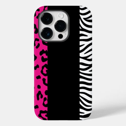 Hot Pink Leopard and Zebra Animal Print  Case_Mate iPhone 14 Pro Case