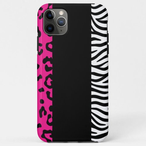 Hot Pink Leopard and Zebra Animal Print  iPhone 11 Pro Max Case