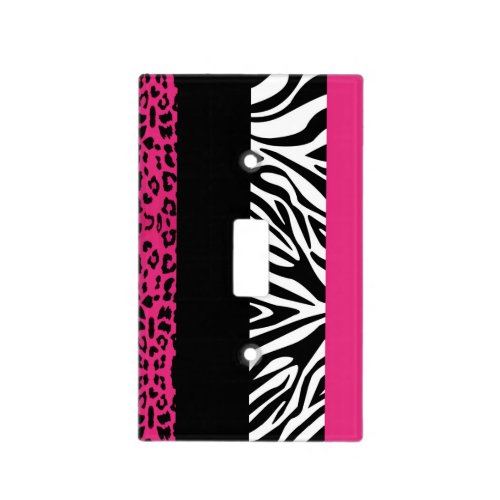 Hot Pink Leopard and Zebra Animal Print Light Switch Cover