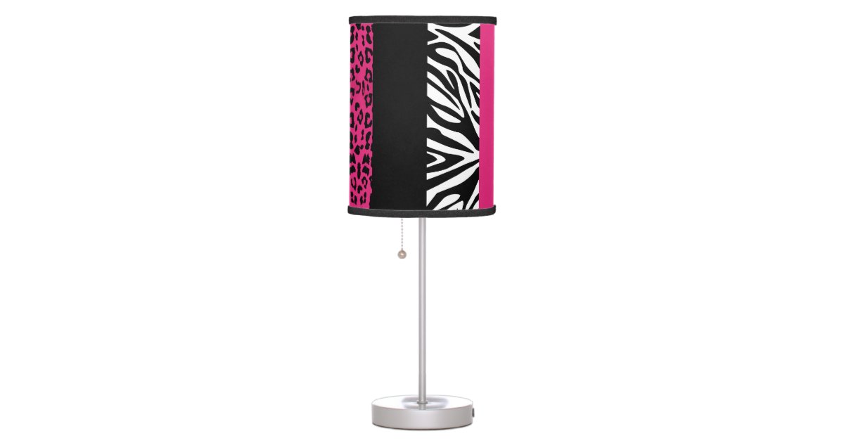 Hot Pink Leopard And Zebra Custom Animal Print Desk Lamp Zazzle Com