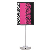 Hot Pink Leopard and Zebra Custom Animal Print Table Lamp (Back)
